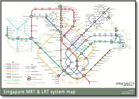 Singapore MRT & LRT train / rail map